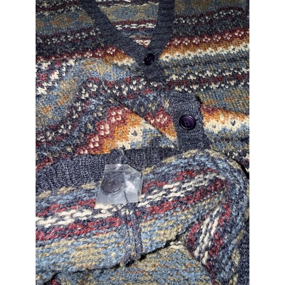 All Points Woven Multicolor Design Wool Blend Cardigan Women's Size Med VTG 80s - Picture 4 of 7